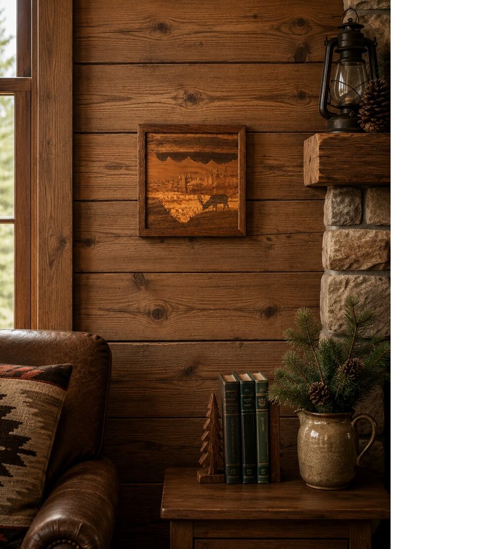 Vintage 1988 B&B Rare Woods D.D. Bilger Wood Inlay Panel Rivers Edge 13/200